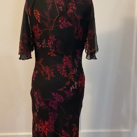 Vintage Dark Romance Whimsigoth Floral Silk Midi Dress Size 6 - Picture 6 of 6